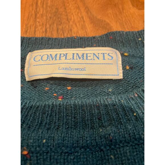 Compliments Mens Lambswool Woolmark Blue Speckled Crewneck Sweater Size M - Picture 3 of 7